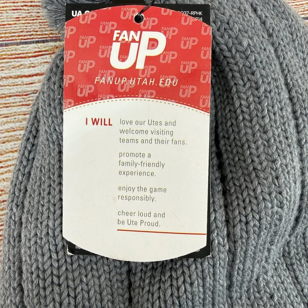 Under Armour Utah Utes Womens‎ Gray Pom Beanie Knit Hat Fleece Lined UH789W949H